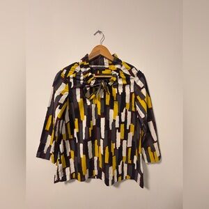 COS Yellow and Black Patterned Blouse